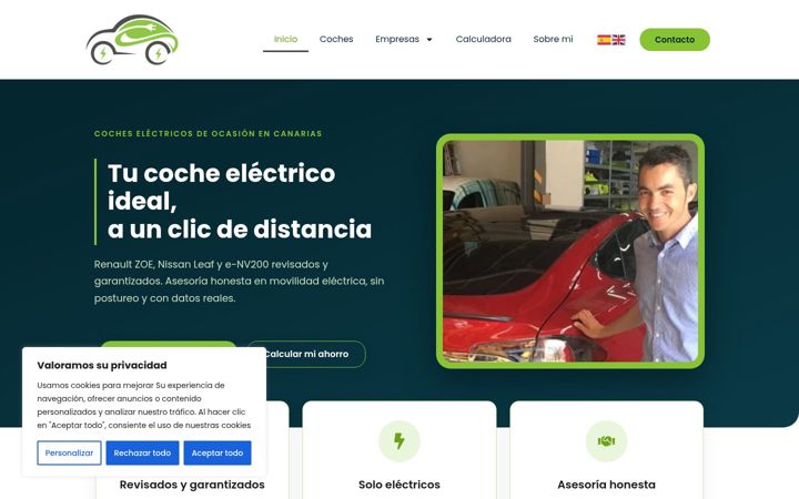Screenshot of canarygreenelectriccars.com