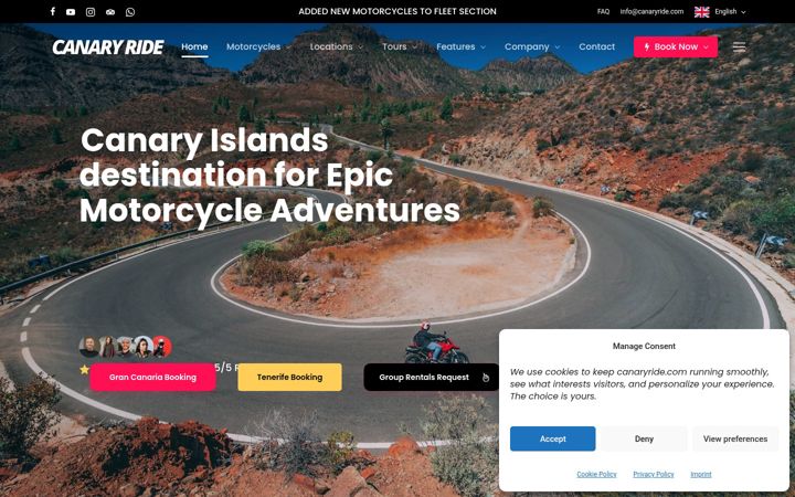 Captura de ecrã de canaryride.com