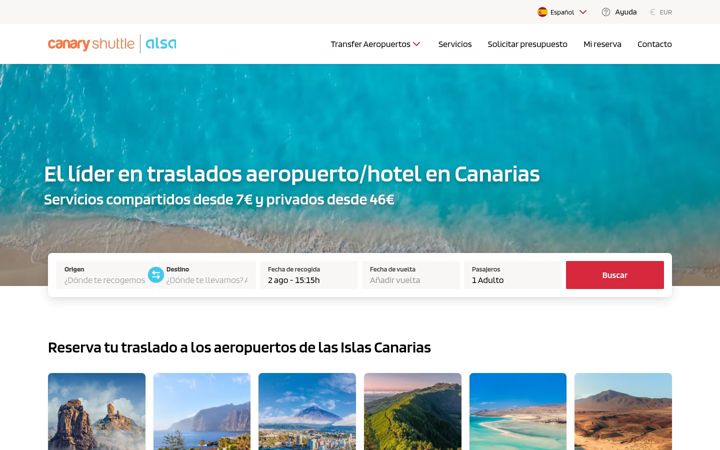 Screenshot of canaryshuttle.com