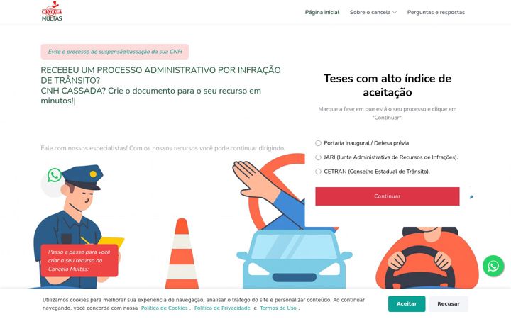 Screenshot of cancelamultas.com.br