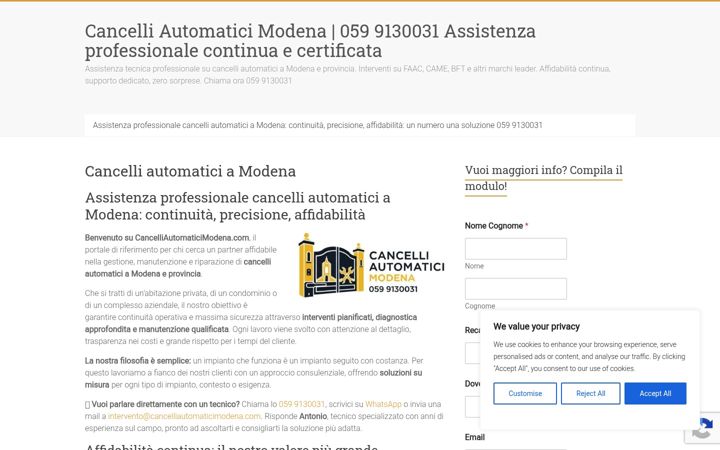 Screenshot of cancelliautomaticimodena.com
