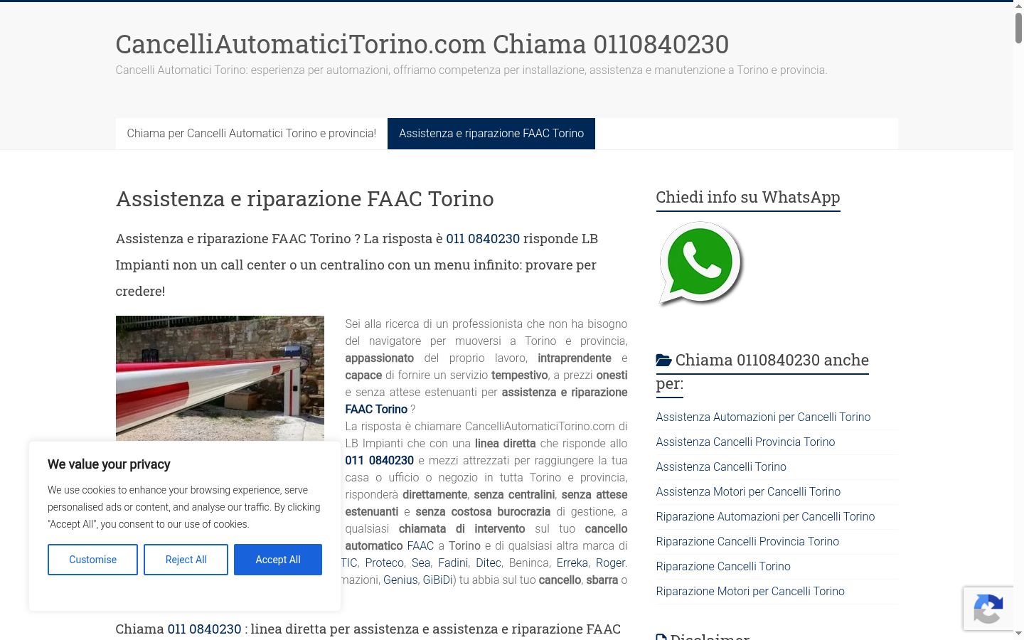 Screenshot del banner di consenso mostrato prima di qualsiasi interazione