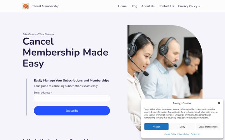 Screenshot of cancelmembership.net