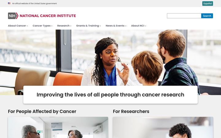 Ekraanipilt saidist cancer.gov