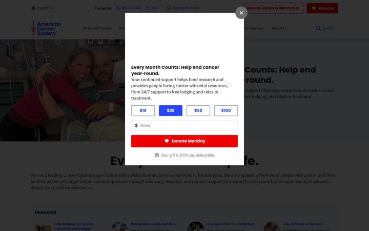 Skærmbillede af cancer.org