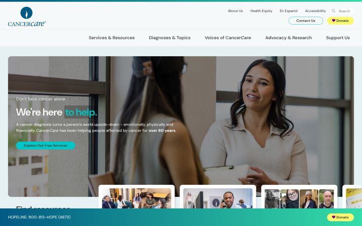 Screenshot of cancercare.org