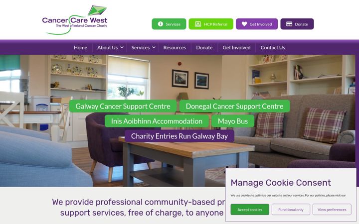 Ekrano kopija cancercarewest.ie