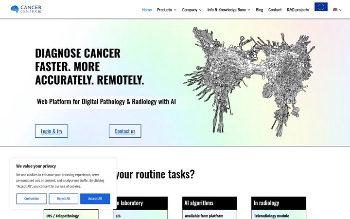 Zrzut ekranu cancercenter.ai
