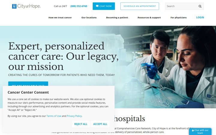 Screenshot of cancercenter.com
