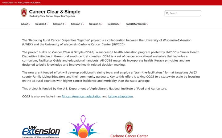 Screenshot von cancerclearandsimple.wisc.edu