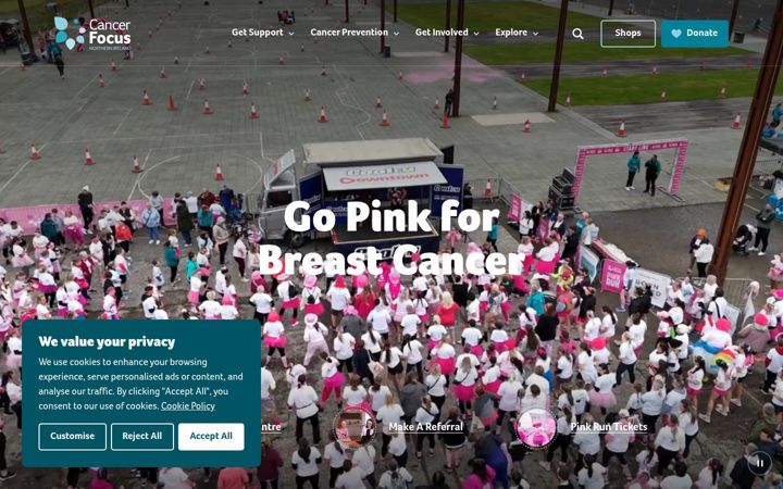 Posnetek zaslona cancerfocusni.org