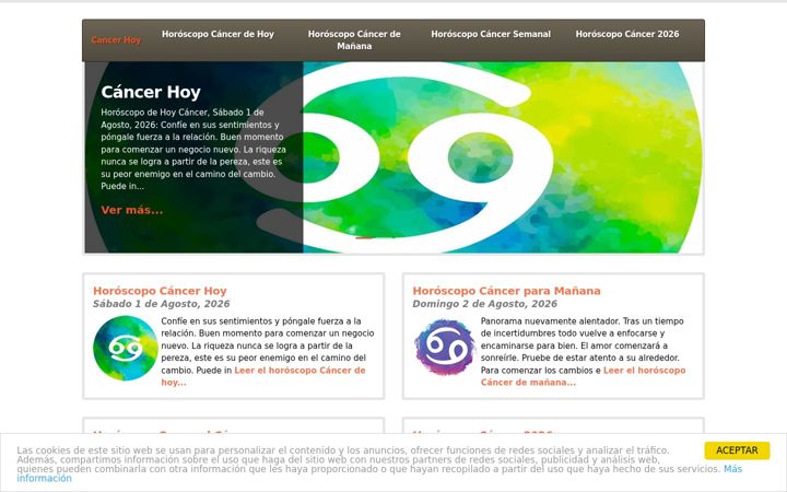 Screenshot of cancerhoy.net
