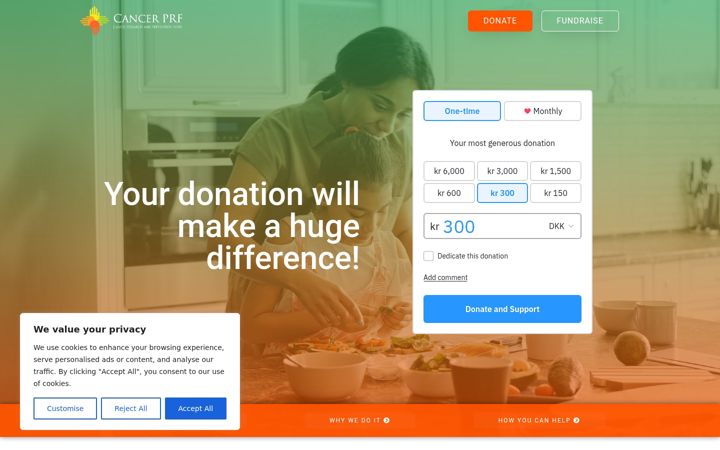 Posnetek zaslona cancerprf.org