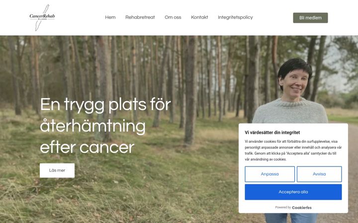 Screenshot of cancerrehaboland.se