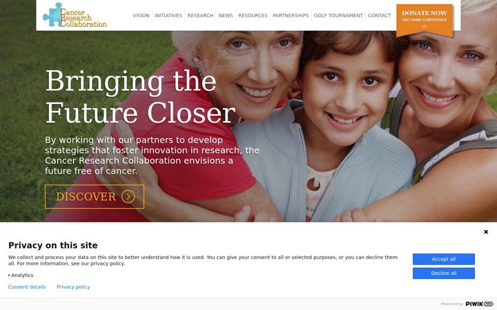 Screenshot of cancerresearchcollaboration.org