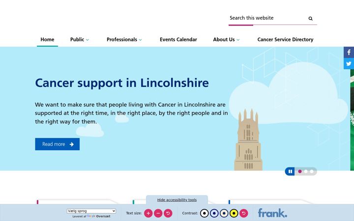 Screenshot of cancersupportlincolnshire.nhs.uk