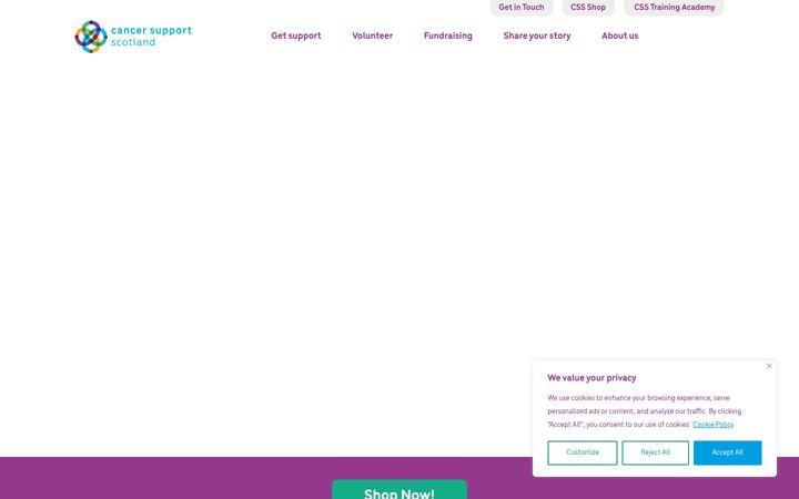Posnetek zaslona cancersupportscotland.org