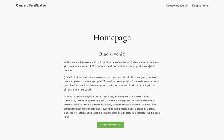 Screenshot of cancerulfalsificat.ro