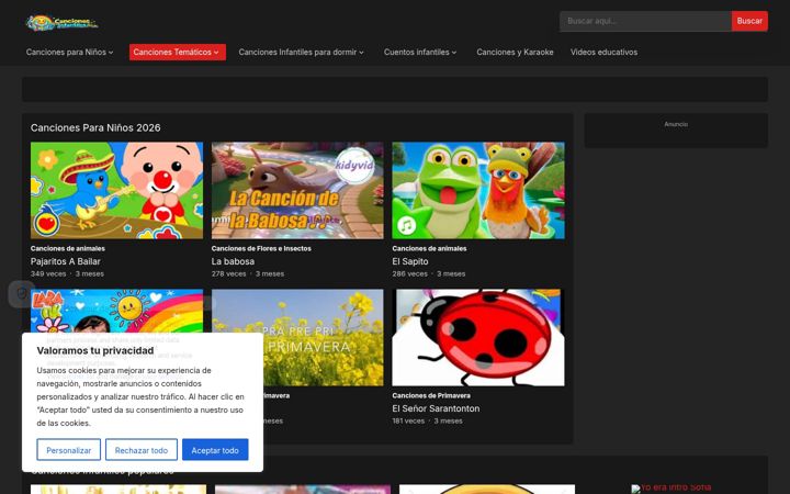 Screenshot of cancionesinfantiles.com.es