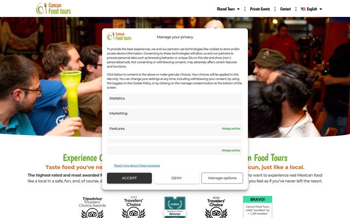 Screenshot of cancunfoodtours.com