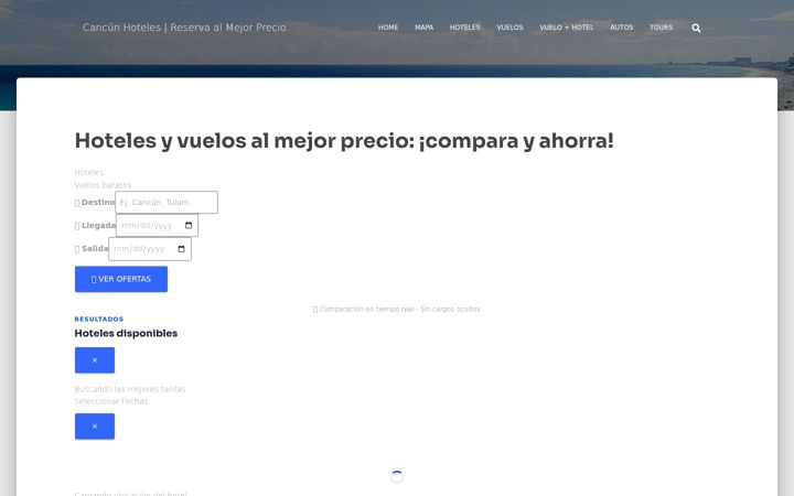 Screenshot of cancunhoteles.net