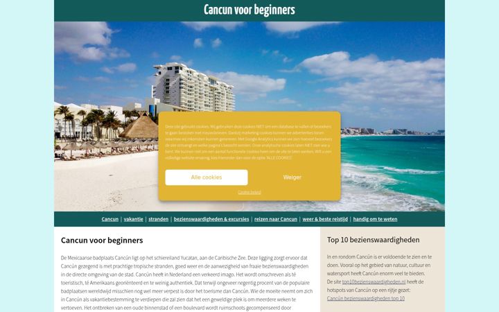 Screenshot of cancunvoorbeginners.nl