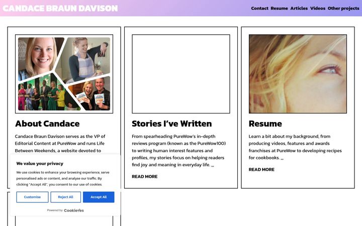Screenshot of candacebraun.com