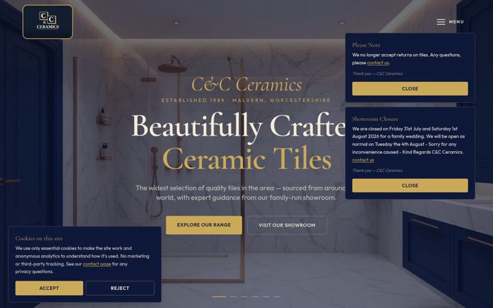 Screenshot of candcceramics.co.uk