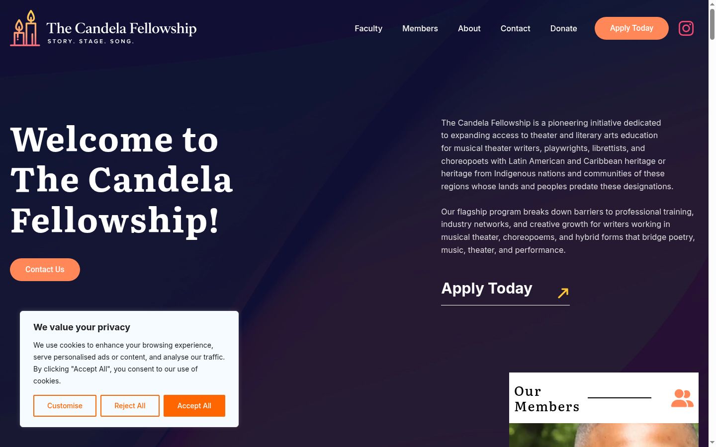 Screenshot of the consent banner shown before any interaction