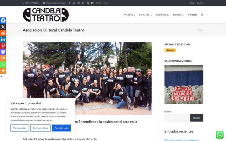 Screenshot of candelateatro.com
