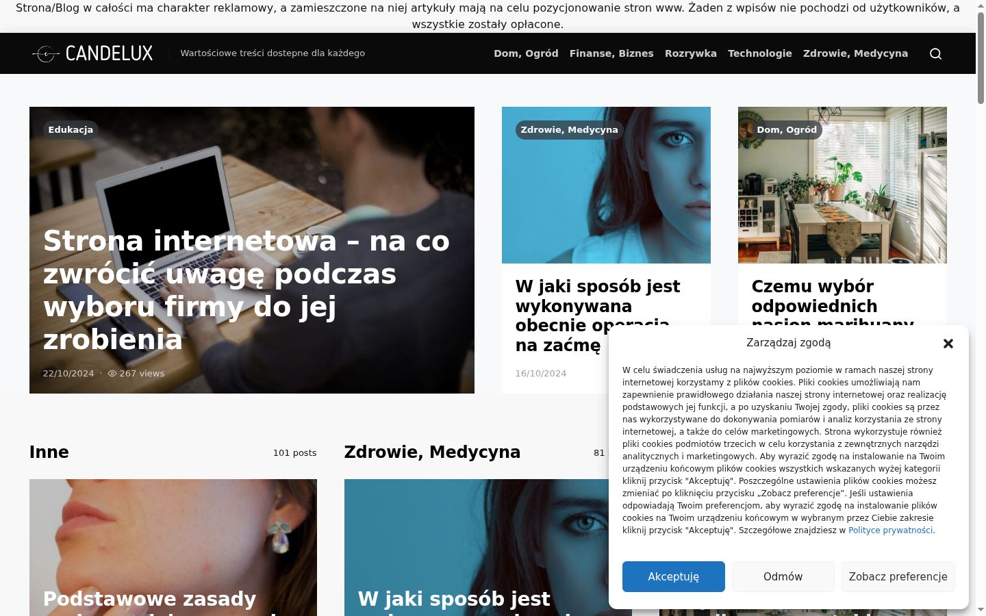 Captura de pantalla del banner de consentimiento mostrado antes de cualquier interacción