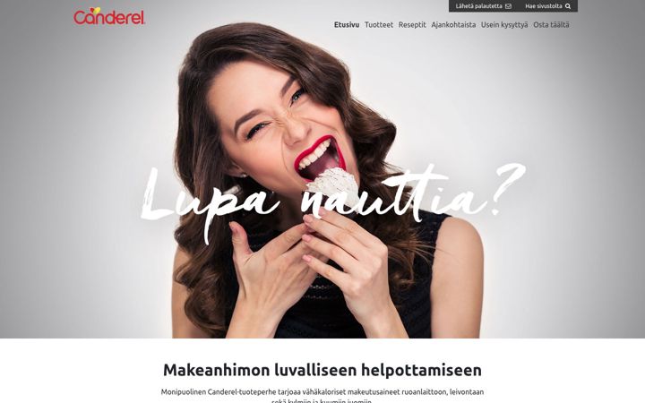 Screenshot van canderel.fi