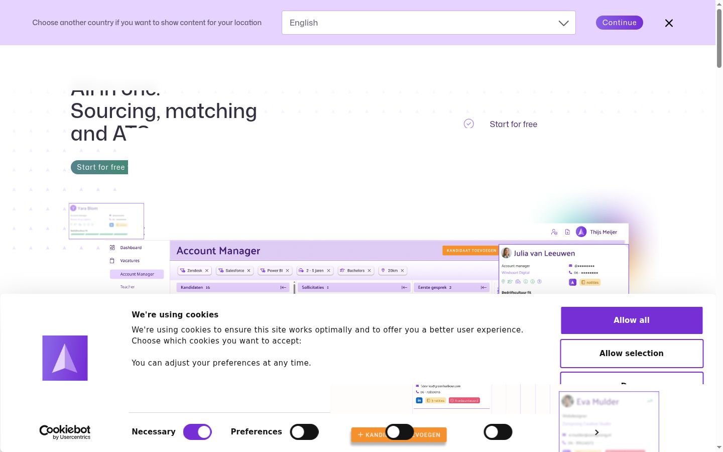 Screenshot del banner di consenso mostrato prima di qualsiasi interazione
