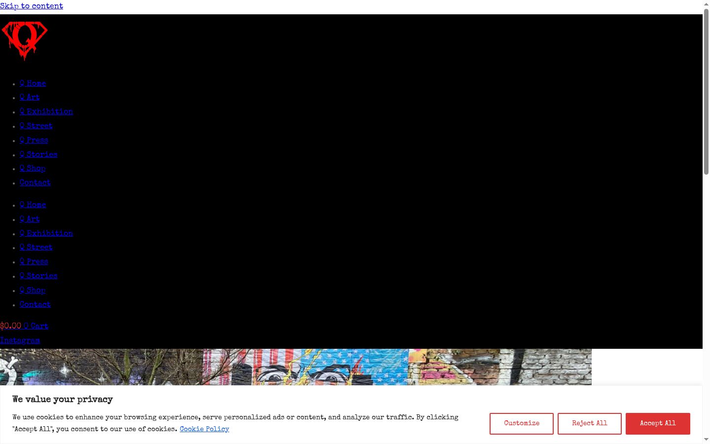 Screenshot del banner di consenso mostrato prima di qualsiasi interazione
