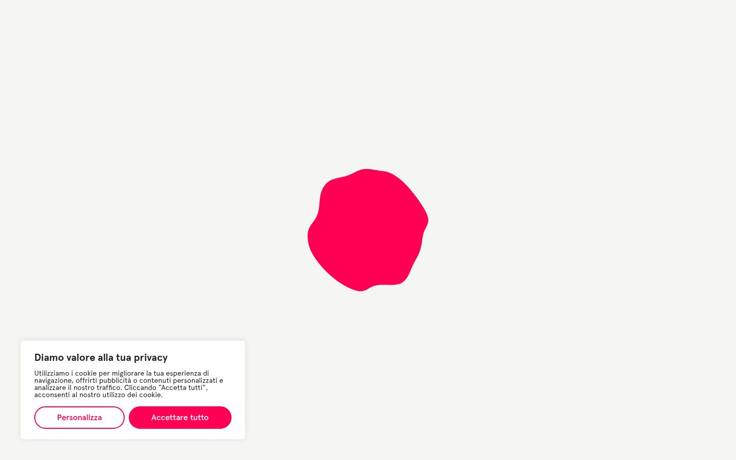 Screenshot del banner di consenso mostrato prima di qualsiasi interazione