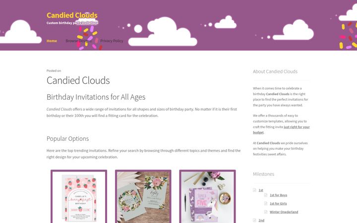 Screenshot stránky candied-clouds.net