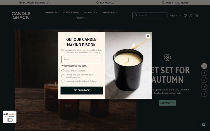 Screenshot of candle-shack.co.uk