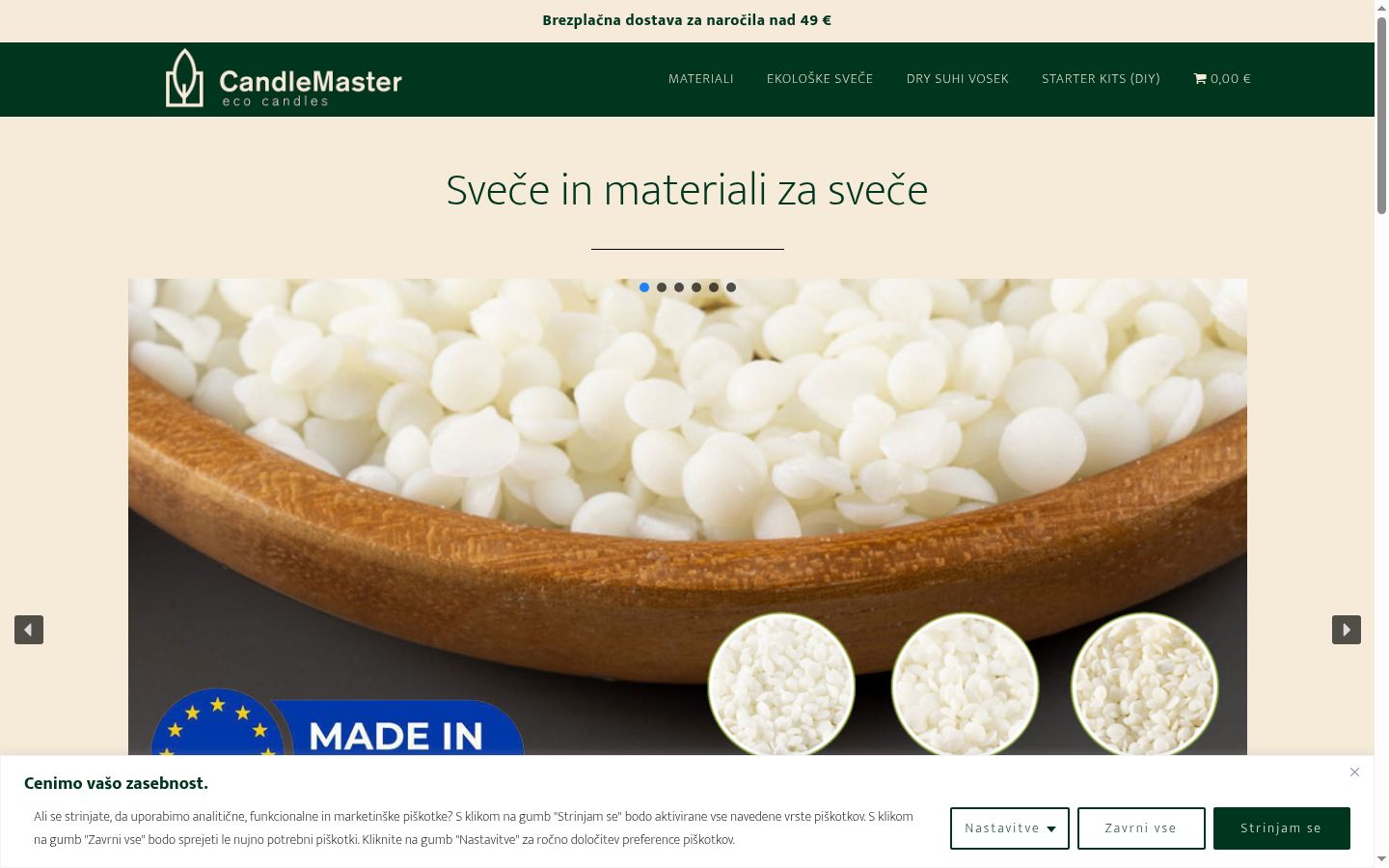 Screenshot del banner di consenso mostrato prima di qualsiasi interazione