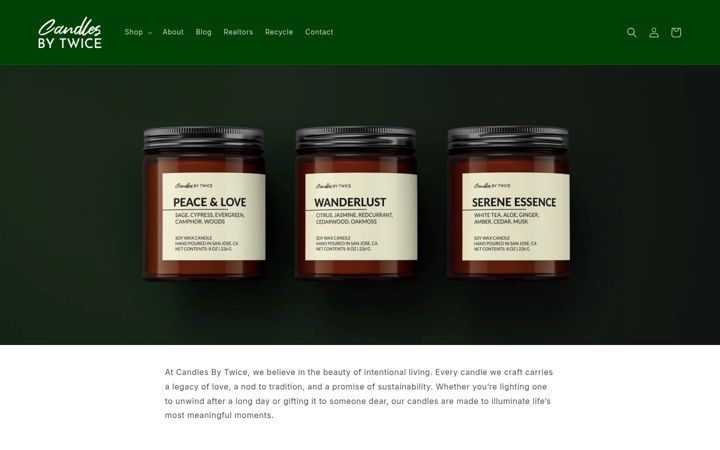 Screenshot of candlesbytwice.com