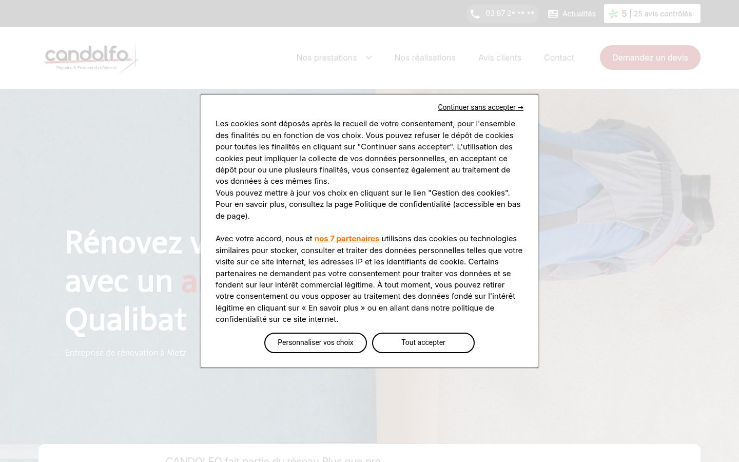Screenshot van de toestemmingsbanner zoals getoond vóór enige interactie