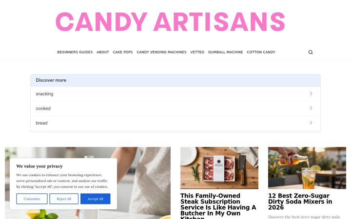 Screenshot of candy-artisans.com
