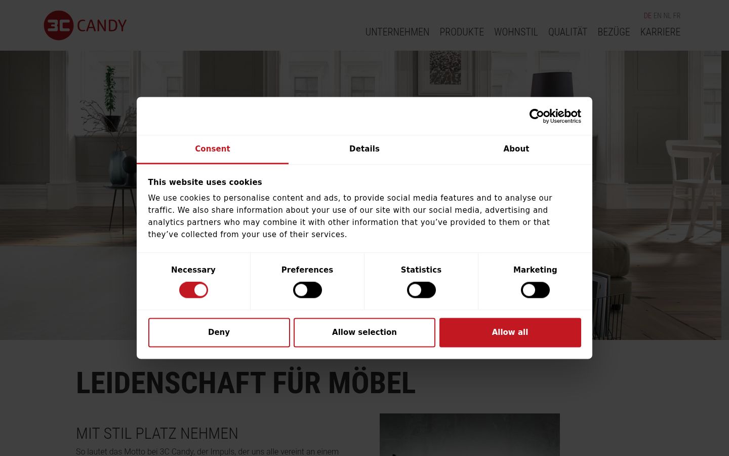 Screenshot tal-banner tal-kunsens muri qabel kwalunkwe interazzjoni