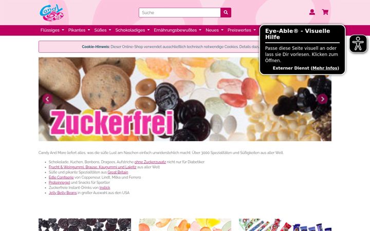 Screenshot of candyandmore.de