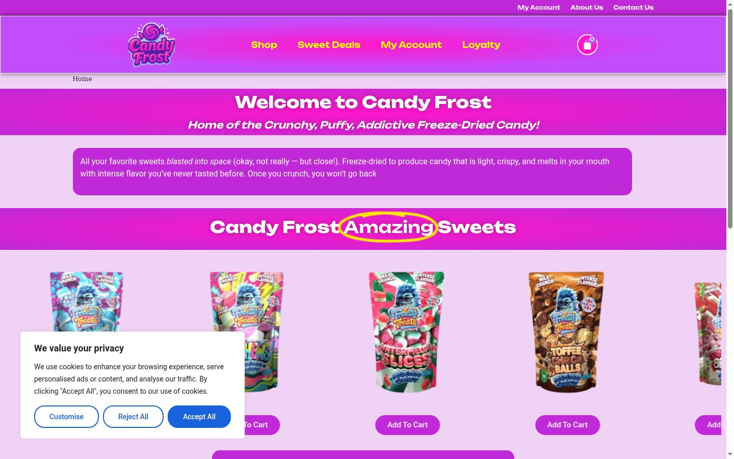 Screenshot del banner di consenso mostrato prima di qualsiasi interazione