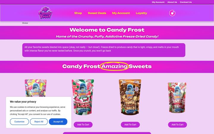 Screenshot of candyfrost.co.uk