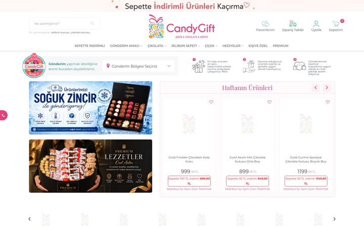 Ekrano kopija candygift.com.tr