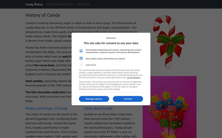 Screenshot of candyhistory.net