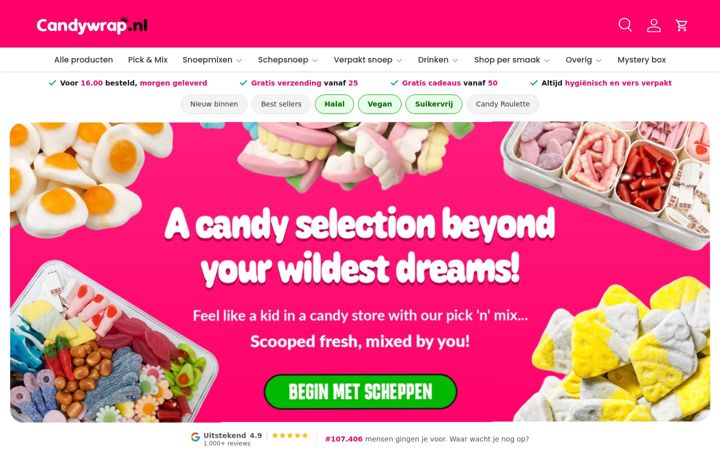 Ekraanipilt saidist candywrap.nl