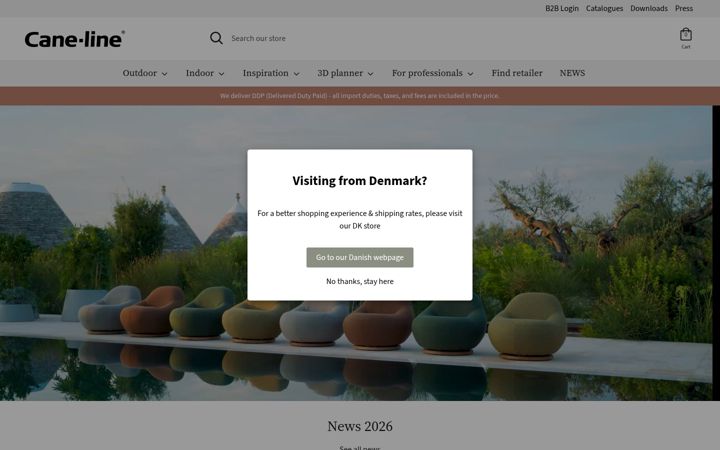 Screenshot of cane-line.co.uk