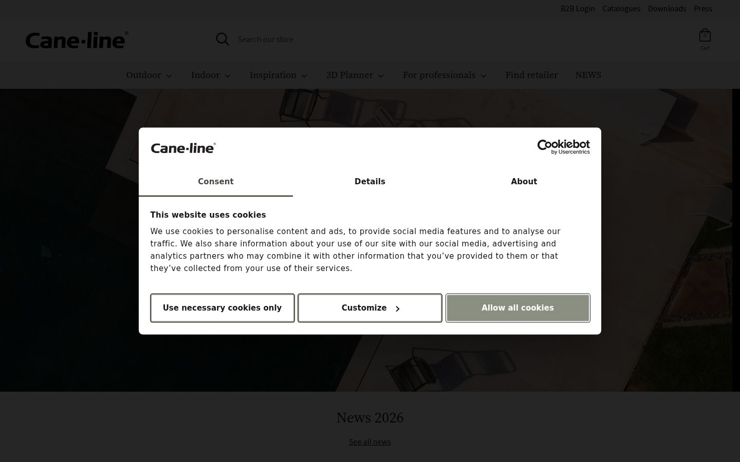 Screenshot del banner di consenso mostrato prima di qualsiasi interazione